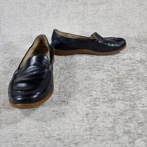 Olukai Kiele Black Leather Loafers Slip On Shoes (20302-4040) - Womens Size US 8